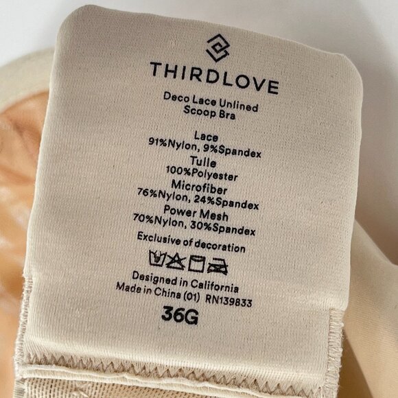 ThirdLove Deco Lace Unlined Scoop Bra Size 36G Underwire Adjustable Straps Sheer - Picture 5 of 6
